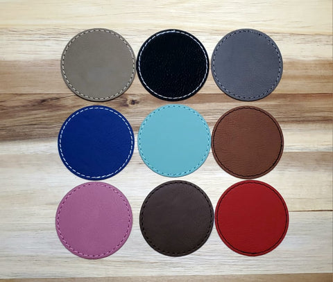 2.5" Round Laserable Leatherette Patch's with Adhesive